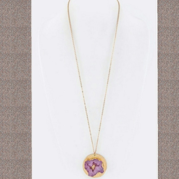 Jewelry - Pave Druzy Disk Pendant Necklace